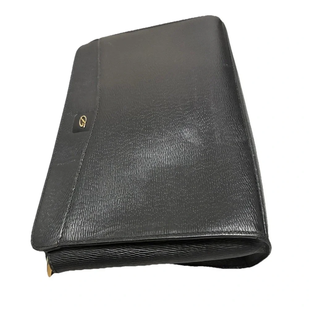 Vtg S.T. Dupont Paris Pouch Men's Black Textured Leather Carry All Bag *no strap